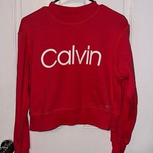 CORAL Calvin Klein Crop Sweatshirt